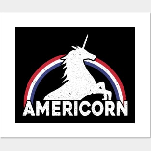 Americorn American Unicorn July 4th Gift Posters and Art